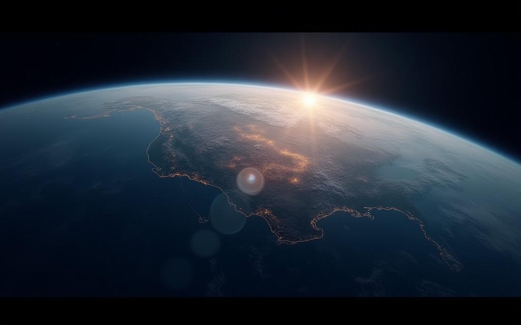 Inspiring view of Earth from space with satellite overlay, symbolizing advanced aerospace training