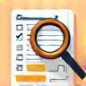 Icon for exploring courses - a magnifying glass over documents