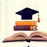 Icon for beginning learning journey - a graduate cap and book